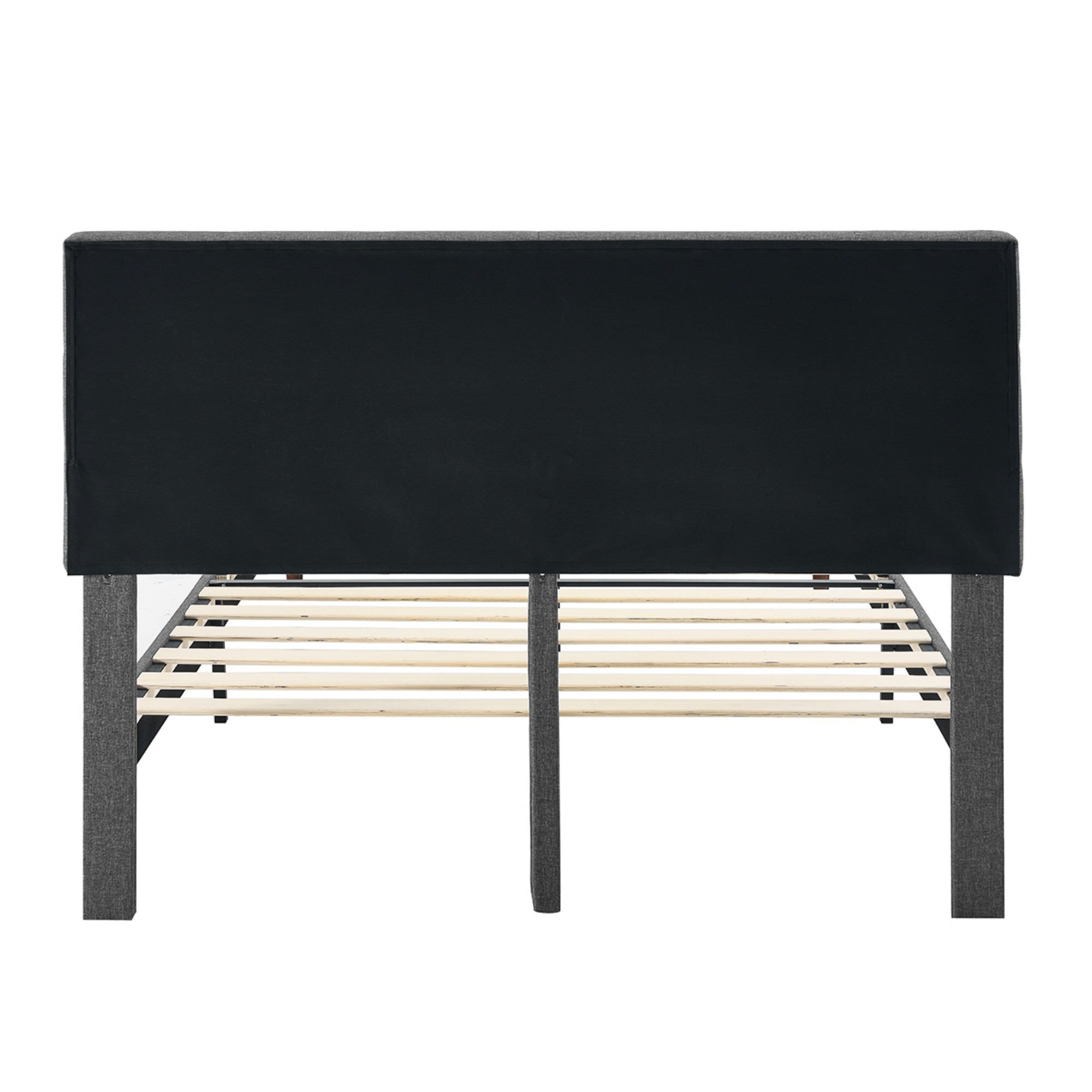 Gewnee King Size Upholstered Headboard Platform Bed Frame with Sturdy Wooden Strips for Support & Easy Installation,No Box Spring Required（Gray）