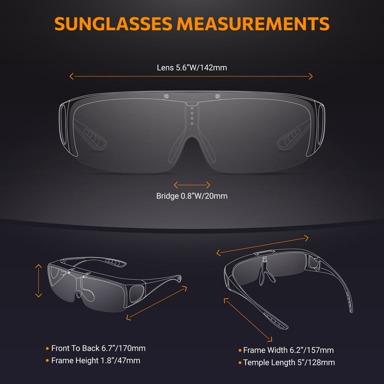 Polarized Fit Over Glasses Sunglasses Wrap Around Shield Driving Amazon.com: CAXMAN Fit Over Glasses Sunglasses Polarized  main image 4