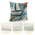 thumbnail image 4 of Chilfamy Ocean Theme Pillow Covers ,Seaside Splicing Wooden Stripes Cushion Covers for Car RV Camper Office,Blue White Sailboat Model Coastal Shell Starfish Outdoor Pillow Covers Multi-Size, 4 of 5