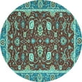 thumbnail image 1 of Ahgly Company Indoor Round Oriental Light Blue Modern Area Rugs, 7' Round, 1 of 4