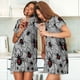 thumbnail image 4 of Fotbe Spiders Bata de Dormir para Mujer con Estampado, Camisón de Algodón de Manga Corta, Ropa de Dormir Casual, 4 of 6