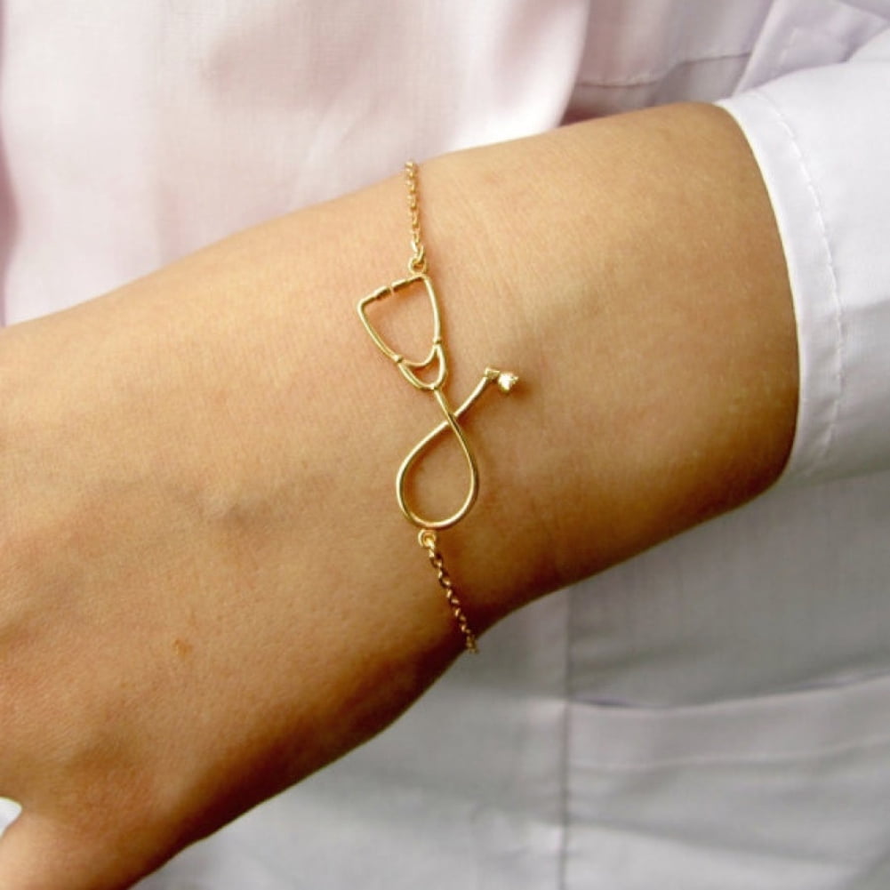 Zeus Fashion Stethoscope Bracelet Nurse Doctor Medical Student Bangle Jewelry Gift Silver
