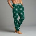 thumbnail image 4 of Wutalume Men's Drawstring Pocket Cuffed Casual Pants with Holiday Christmas Print, Warm Home Sleep Pants for Lounge and Leisure Time,Dark Green XL, 4 of 7