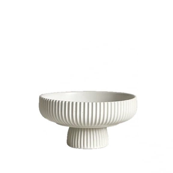 Ceramic Fruit Bowl, Lead-Free Glaze High-Fired, Large Capacity for Kitchen Counter, Modern Minimalist Decorative Bowl(White)