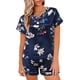 thumbnail image 5 of Puntoco Conjunto de hogar informal de dos piezas con pantalones cortos de manga larga de color sólido para primavera y verano para mujer Puntoco Puntoco-2369, 5 of 7