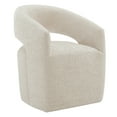thumbnail image 5 of CHITA Modern Dining Chair with Caster Wheels & Open Back, Upholstered Dining Room Chairs Set of 2, Fabric in Beige, 5 of 10
