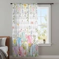 thumbnail image 3 of Easter Eggs Sheer Curtains 63 Inches Long, Spring Daisy Eucalyptus Leaves Gray Plaid Light Filering Curtains, Breathable Simi Curtain Privacy Drapes for Living Room Bedroom Window Treatment, 3 of 9