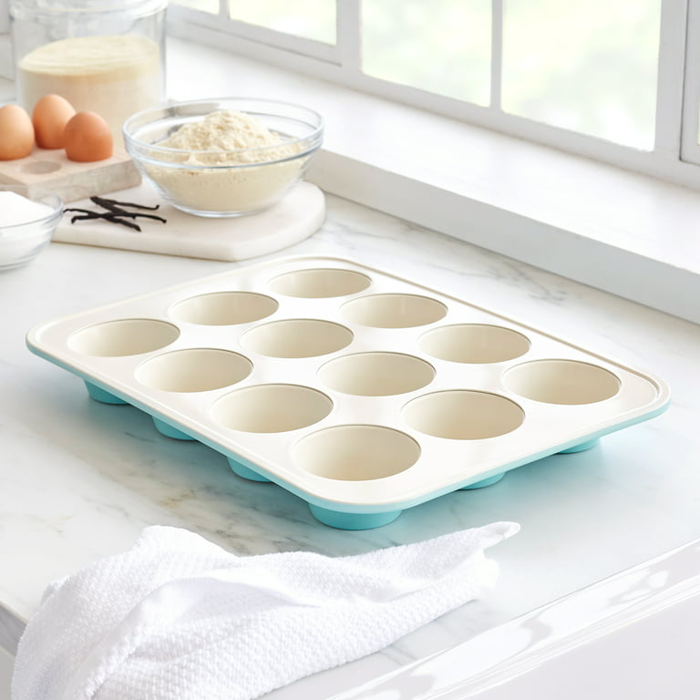 GreenLife 12 Cup Muffin Pan, Healthy Ceramic Nonstick Bakeware 2.85  Diameter Cups