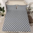 thumbnail image 2 of Homewish Modern Grey Ribbon Twin Sheet Sets, Fashion Buffalo Plaid Twin Fitted Sheet, Teens Kids Boys Girls Flat Sheet, Microfiber Bedroom Decor, 3-Piece, 2 of 7