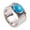 Blue, variant on Unisex Stainless Steel Vintage Personality Round Cut Dark Green Gemstone Synthetic Turquoise Biker Ring Statement Wedding Band Silver Size 8