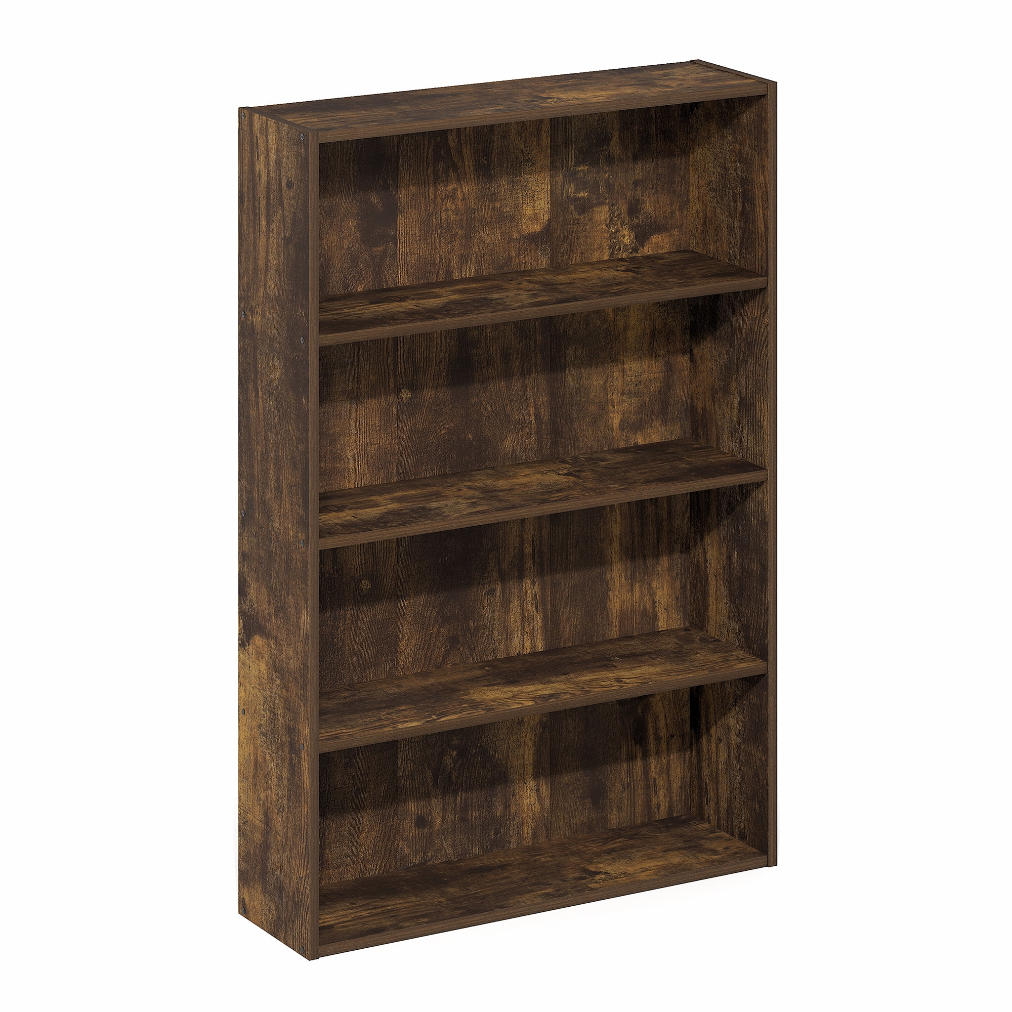 Furinno Basic 4-Tier Open Shelf Bookcase, Bookshelf, Storage Organizer, 6 x 24 x 35, Amber Pine