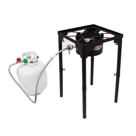 GAS ONE Portable Propane 100,000-BTU High-Pressure Single-Burner Outdoor Camp Stove & Steel Braided Regulator with Adjustable Legs and CSA Listed High Pressure Regulator and Hose Perfect for (Best Adjustable Gas Block)