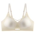 thumbnail image 4 of GTEYOIJN White Comfort Fit Brief Yoga Bras for Women No Padding With Adjustable Back Hooks V-Neck Basic Wireless Racerback Bra Low Support Workout Sports Bra, 4 of 4