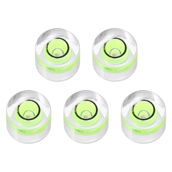 Uxcell 5pcs Round Bubble Level 8x5.5mm - Mini Circular Bullseye Spirit Levels Measuring Layout Tools for Leveling Camera/Tripod/Telescope/Workshop/Turntable/Pictures Frame, Green