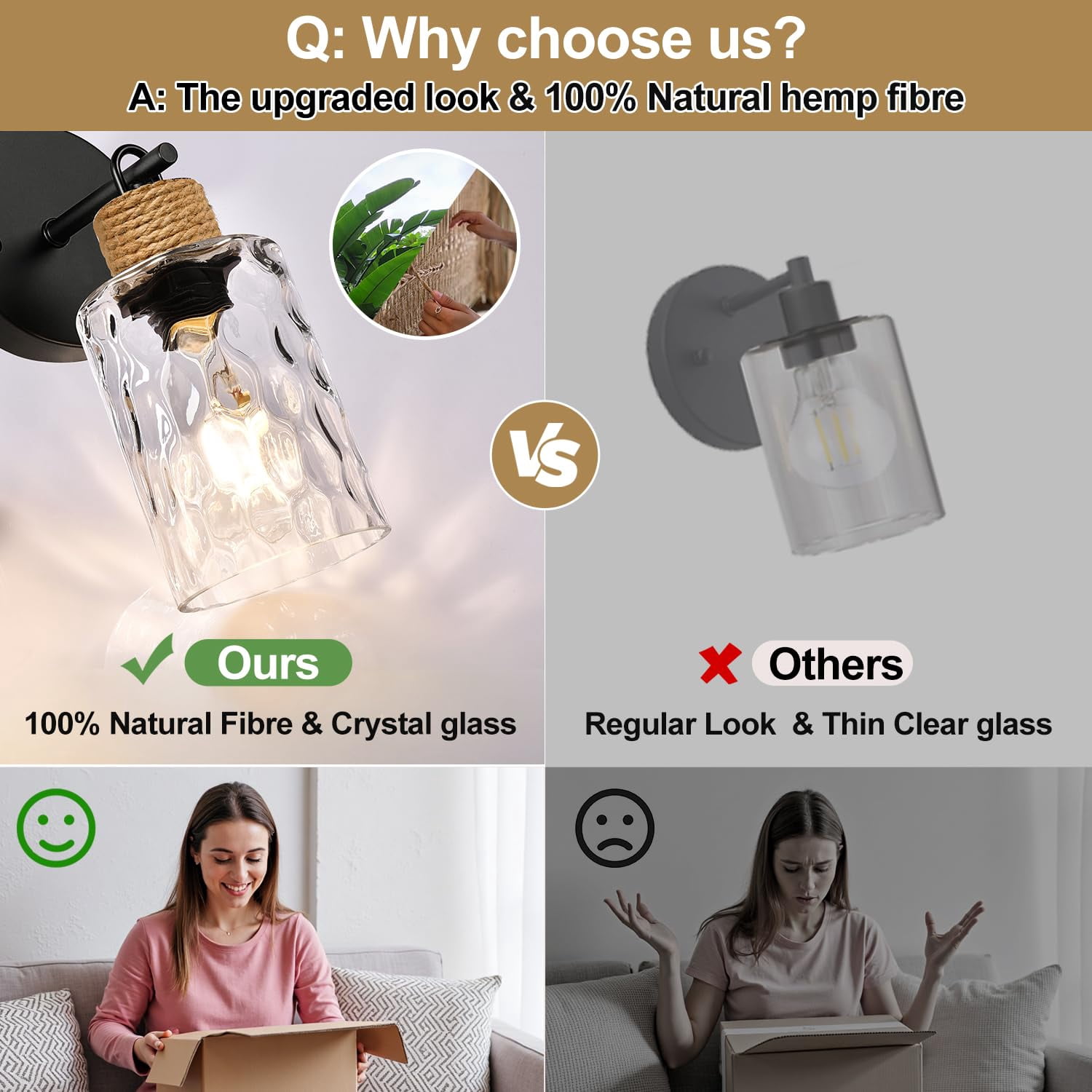 Set Of 2 Wall Sconces For Bathroom  Coastal Modern Vanity Lights With Clear Glass Shade Black Lamp Mirror Kitchen Living Room Hallway Cabinet Porch