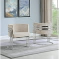 thumbnail image 2 of Beige Cream Velvet Accent Barrel Leisure Chair with Silver Chrome Legs, 2 of 2