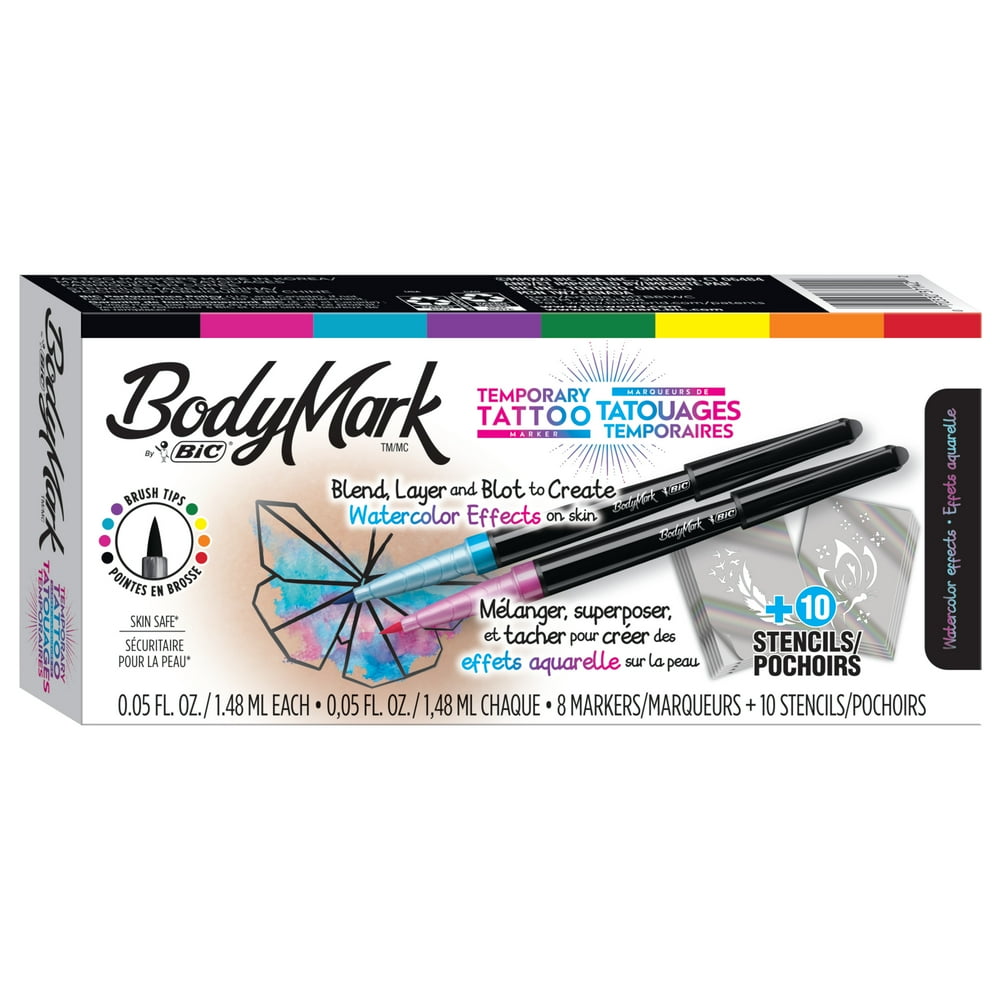 BodyMark by BIC, Temporary Tattoo Marker, Watercolor Inspiration, Skin