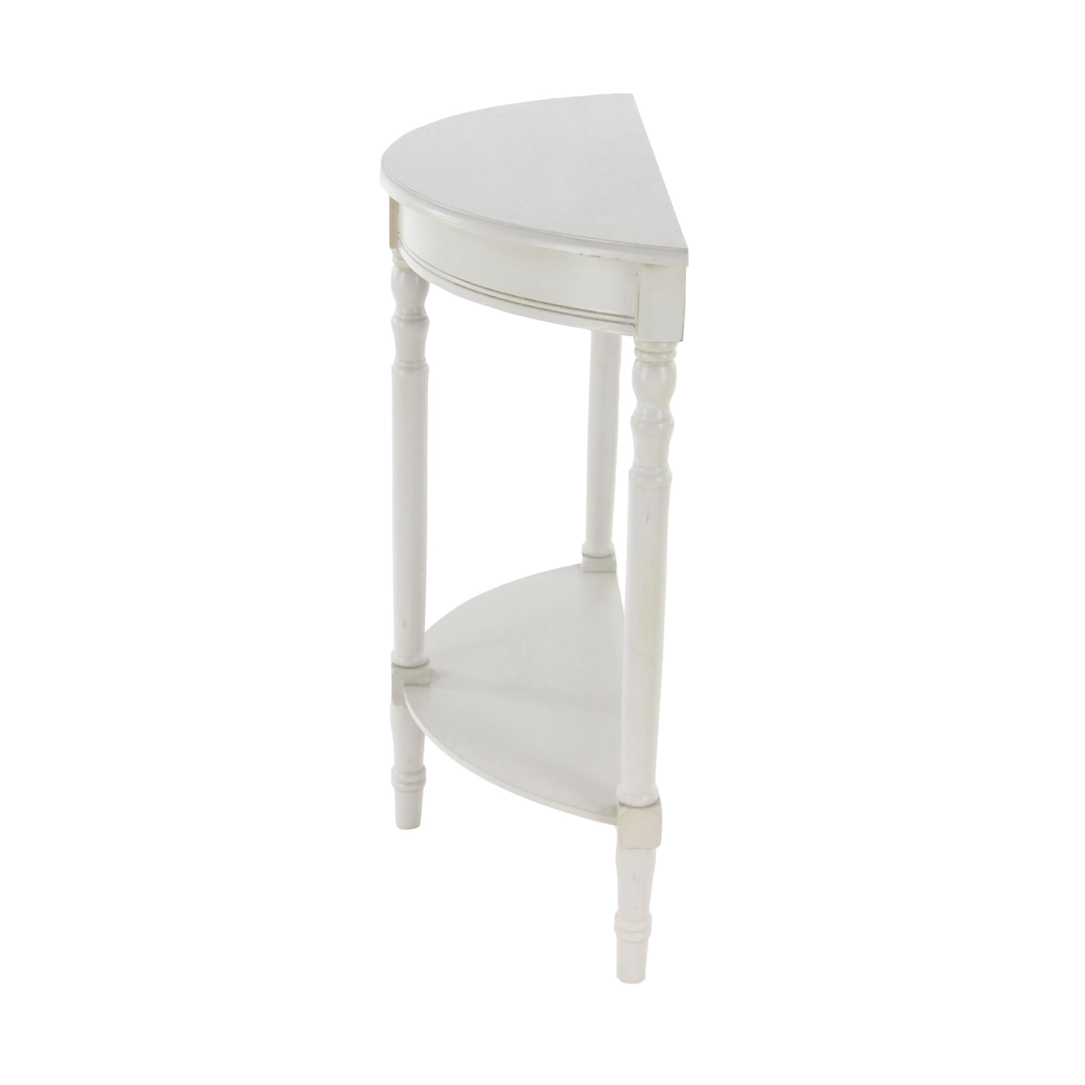 DecMode Cream Traditional Half Moon Shape Wood Console Table, 32"W x 32"H