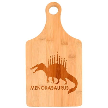 ThisWear Hanukkah Gifts for Women Hanukkah Menorah-Saurus Paddle Shaped Bamboo Cutting Board