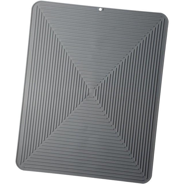 Tapete de silicona para secar platos, tapete escurridor para cocina, tapete resistente al calor para platos Gris