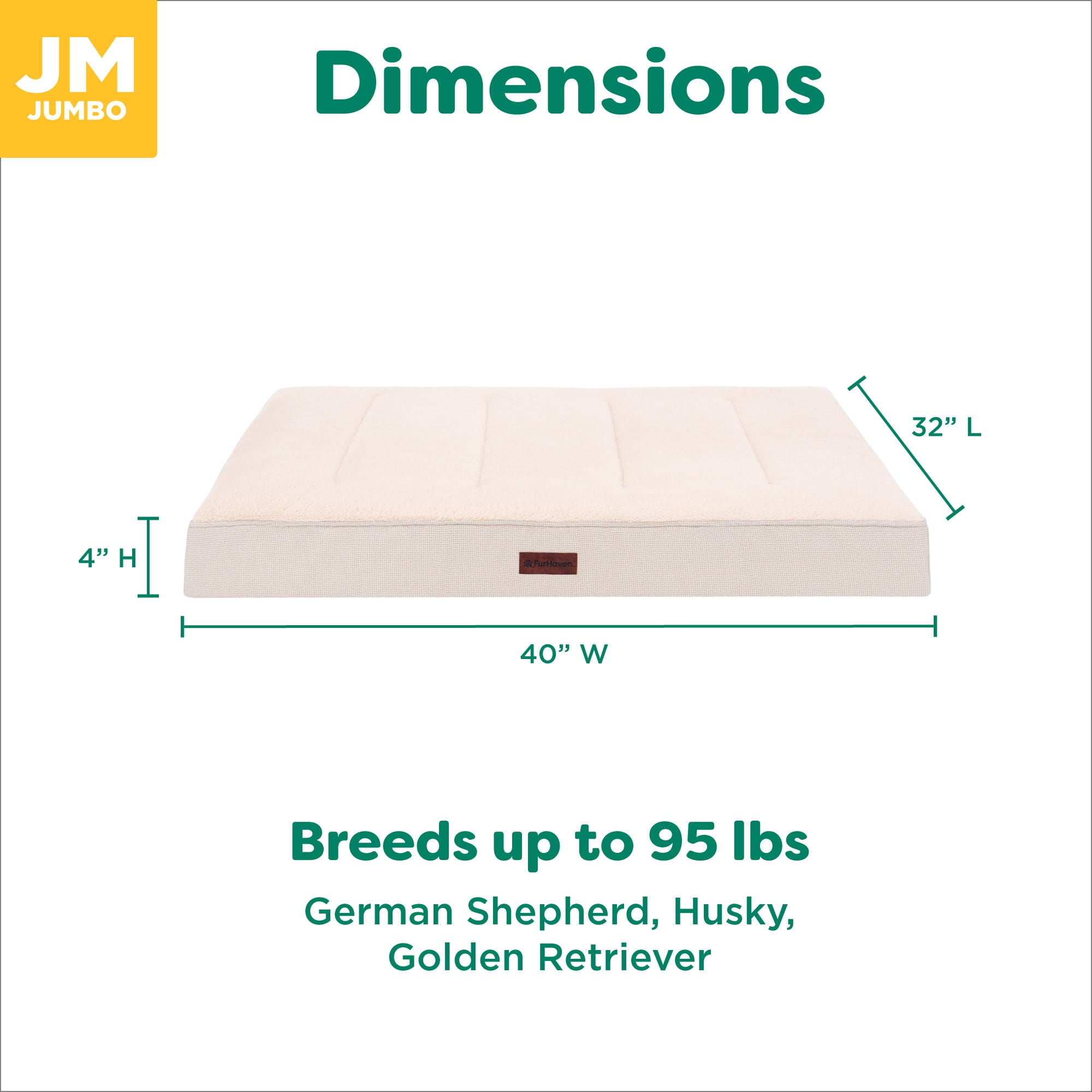 FurHaven Plush & Decorator Check Tuft-Top Orthopedic Mattress Pet Bed for Dogs and Cats - Wheat, Jumbo