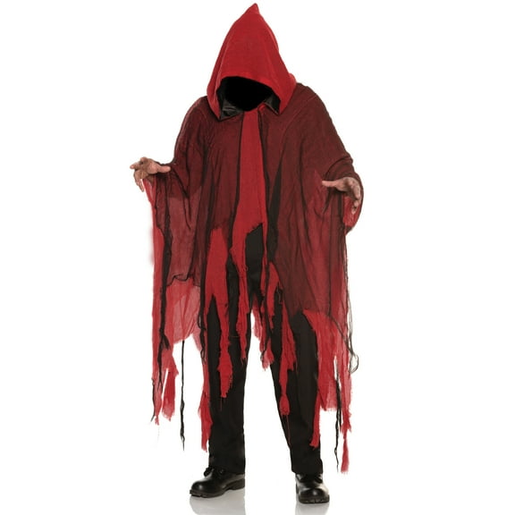 UNDERWRAPS Red Horror Hooded Cape - Adult Cape for Men, Grim Reaper Cloak with Hood, Poncho Outfit, Cosplay Dress Up, Halloween Costumes