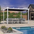 thumbnail image 3 of PURPLE LEAF 10' x 12' Outdoor Retractable Pergola Heavy-Duty Aluminum White Pergola with Sun Shade Canopy Patio Modern Shelter for Garden Porch Yard Deck Beach Grape Trellis, Navy Blue, 3 of 13