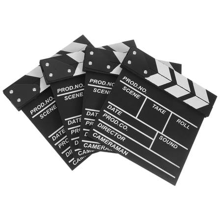 4 Pcs Wooden Movie Clapper Boards Film Clapboards Party Props for Filmmaking and Photography