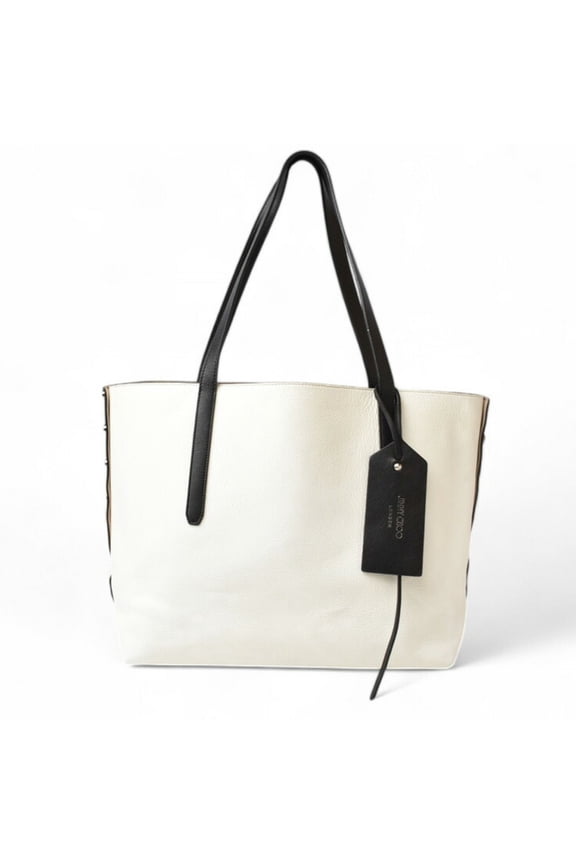 Pre-Owned Jimmy Choo Tote Bag for Men and Women JIMMY CHOO Twist East West Black White (Good)