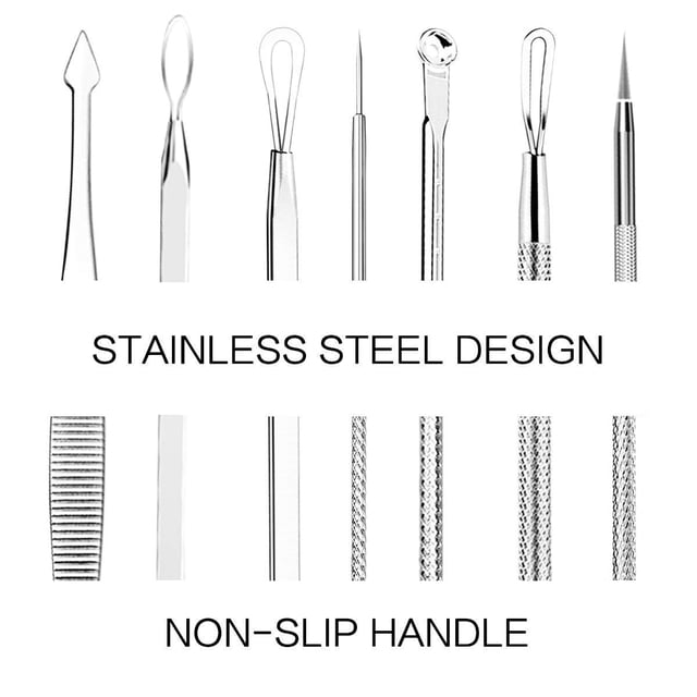 Blackhead Remover Removal Tool, Stainless Steel Pimple Popper Tool Black, 7 In Blackheads Splinter Remover Removal Tool