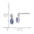 thumbnail image 5 of 925 Sterling Silver Rhodium-plated Diamond and Tanzanite Oval Post Earrings, 5 of 6