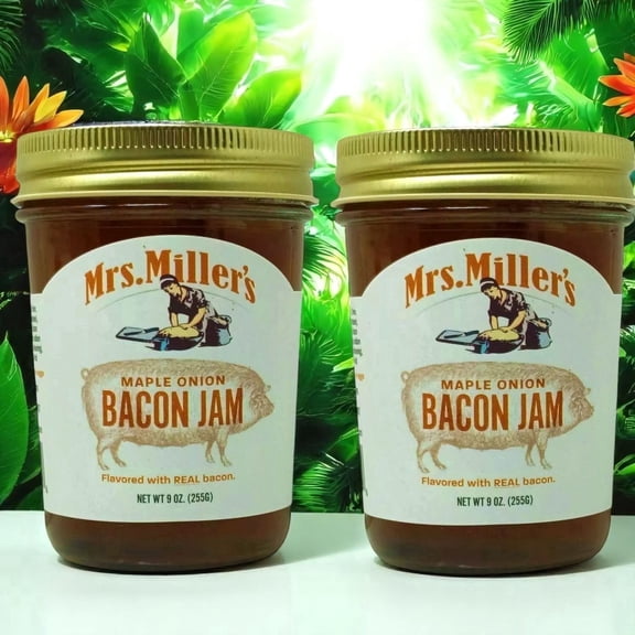Mrs. Miller's Maple Onion Bacon Jam, 2 pack, 9 oz Glass Jars