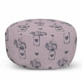 thumbnail image 1 of Sketch Pouf Cover with Zipper, Rowan Berries in a Jar Heart Vintage Minimalist Illustration, Soft Decorative Fabric Unstuffed Case, 30" W X 17.3" L, Mauve Purple Grey, by Ambesonne, 1 of 5