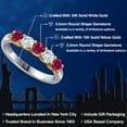 thumbnail image 2 of Gem Stone King 10K Two Tone Gold Red Created Ruby and Sky Blue Aquamarine Wedding-Bands Ring for Women | 1.09 Cttw | Round 3.5MM | Gemstone July Birthstone | Size 6, 2 of 6