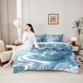 thumbnail image 4 of spefrowx Seashell Coral Twin Bedding for Kids, Swirl Textured Marble Starfish Bedding Comforter Set, Stars Reversible, 7pcs, 4 of 6