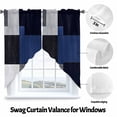 thumbnail image 3 of Black Grey Swag Curtain Valance for Windows, Blue Geometric Abstract Color Block Modern Art Window Treatments Short Swag Topper for Kitchen Windows Bathroom Bedroom, 36"x63", 3 of 8