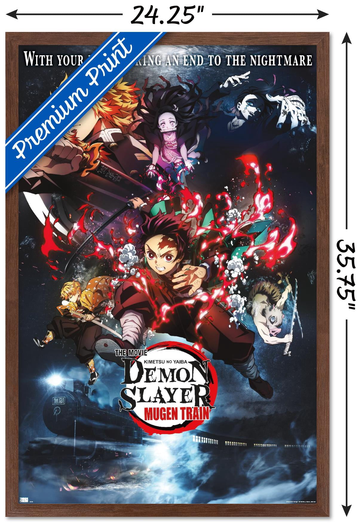 Demon Slayer: Mugen Train - Collage One Sheet Wall Poster, 22.375" x 34" Framed