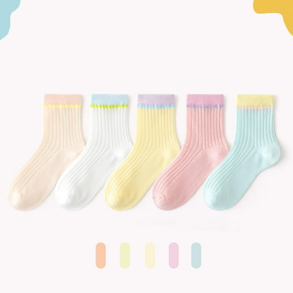 Cethrio Girls Summer Socks, 5 Pack 2025 Cotton Breathable Ankle Socks Pink Size 1-12T