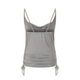 thumbnail image 4 of JGGSPWM Women Solid Essential Spaghetti Strap V Neck Camisole Sleeveless Slim Sexy Crop Top Side Drawstring Casual Tank Tops Gray M, 4 of 7