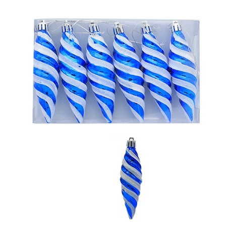 

Yipa 6Pcs Convenient Supplies Xmas Decorations Lightweight Festival Hangings Tree Pendants Plastic Spiral Ball Party Christmas Decor Blue