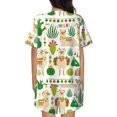 thumbnail image 3 of Kdxio Alpaca and Cactus Print Pajamas Sets for Women Short-Sleeved Pjs with Lounge Shorts Two Piece Sleepwear S-4XL, 3 of 8