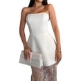 thumbnail image 3 of Strapless Peplum Crop Top with Sheer Lace Maxi Skirt for Cocktail Parties White L, 3 of 9