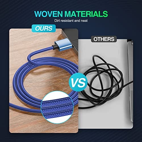 OriBox - Cable micro USB con codo de ángulo recto de 90 grados, trenza