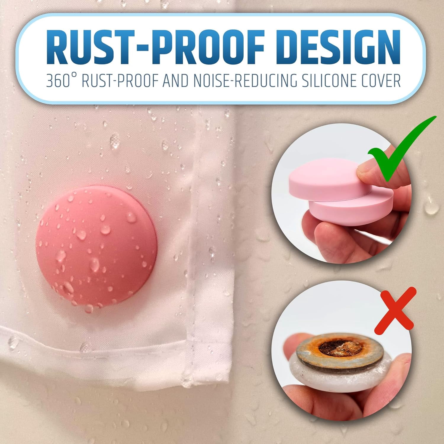 HMMAGNETS Magnetic Shower Curtain Weights with Rustproof Silicone Wrap, Pink, 4 Pairs