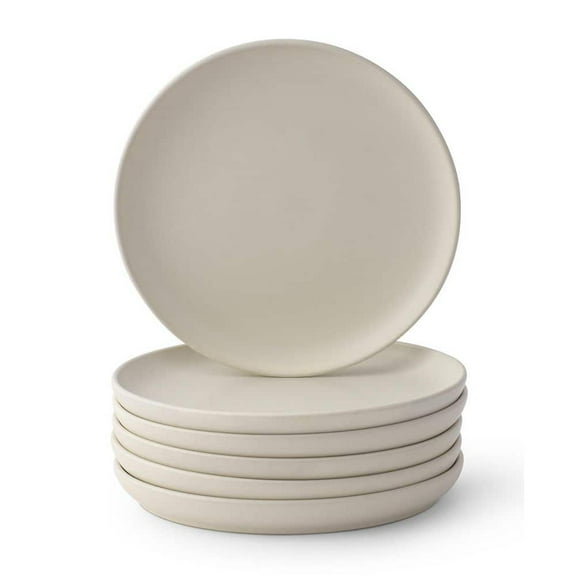 6-Pieces Stoneware 8 in. Salad Plate Set-Linen