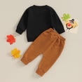 thumbnail image 4 of Douhoow Toddler Boy Thanksgiving Outfits Baby Letter Turkey Print Long Sleeve Sweatshirts Long Pants Infant 2Pcs Clothes Set 3M-3T, 4 of 9