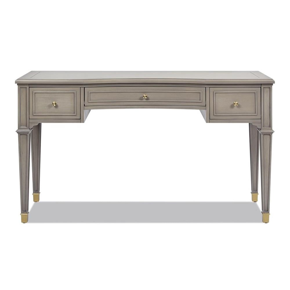 Scranton & Co 55" 3-Drawer Executive Desk in Grey Cashmere Rubber Wood & Veneer