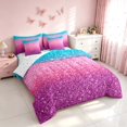 thumbnail image 2 of Homewish Ombre Blings Print Queen Bedding for Girls, Cyan Pink Bedding Comforter Set Queen, Reversible, 7 Pieces, 2 of 7