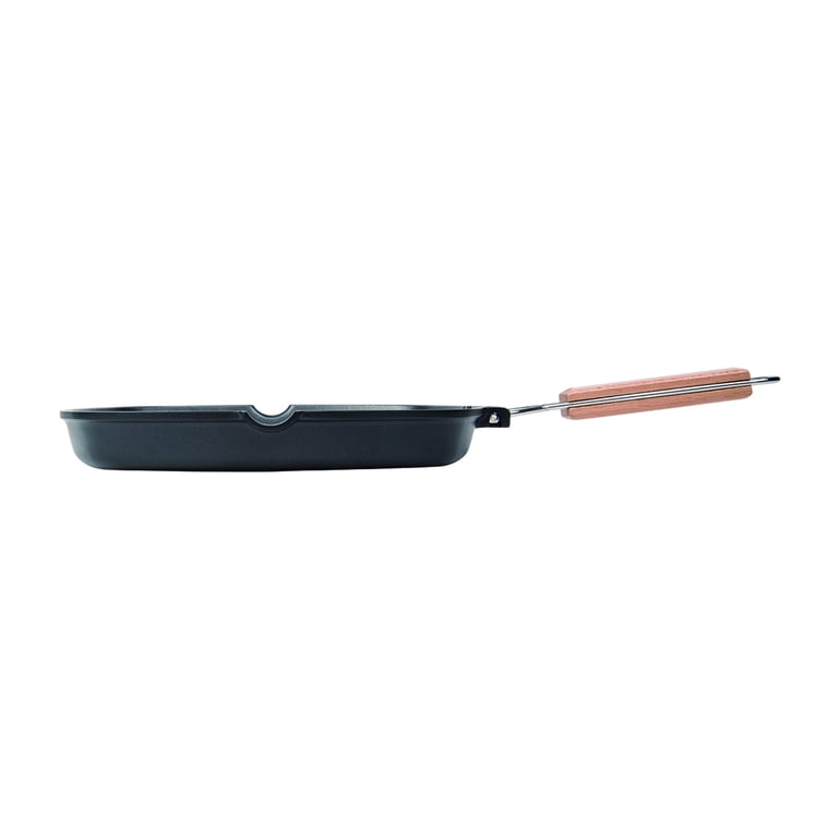 MasterPan Non-Stick Deep Grill Pan with Detachable Handle, 11 - Black