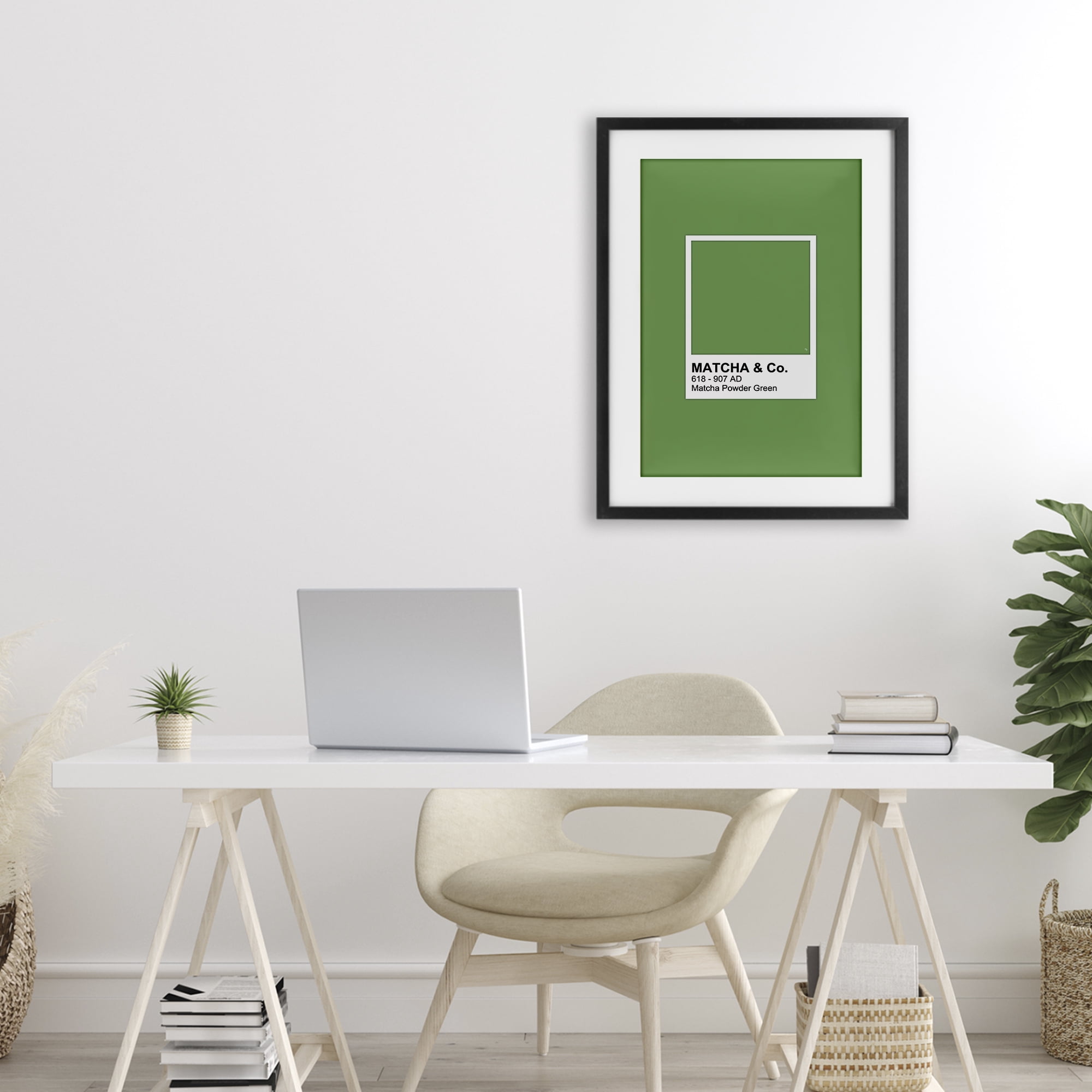 Stupell Industries Matcha Powder Green Shade Black Framed Print Under Glass, design by Martina Pavlova